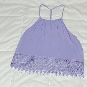 PacSun - Purple - Crop Top - Tank Top - With Crochet Trim